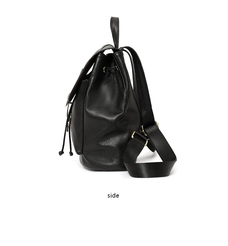 Damen-Rucksack aus genarbtem Leder, Mini-Rucksack mit Kordelzug und goldener Schnalle, lässiger Tagesrucksack für Damen, ideal für Arbeit und den täglichen Gebrauch – Detail 11