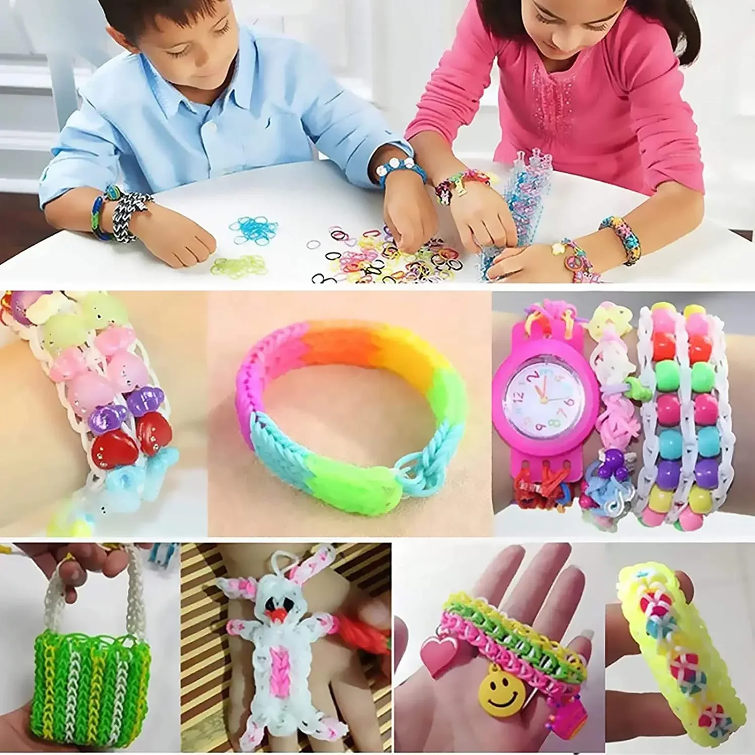 600pcs Colorful Loom Rubber Bands Set 12 Colours DIY Rubber Bands Loom Bands Bracelet Making Kit Gift for Girls Kids Art Craft