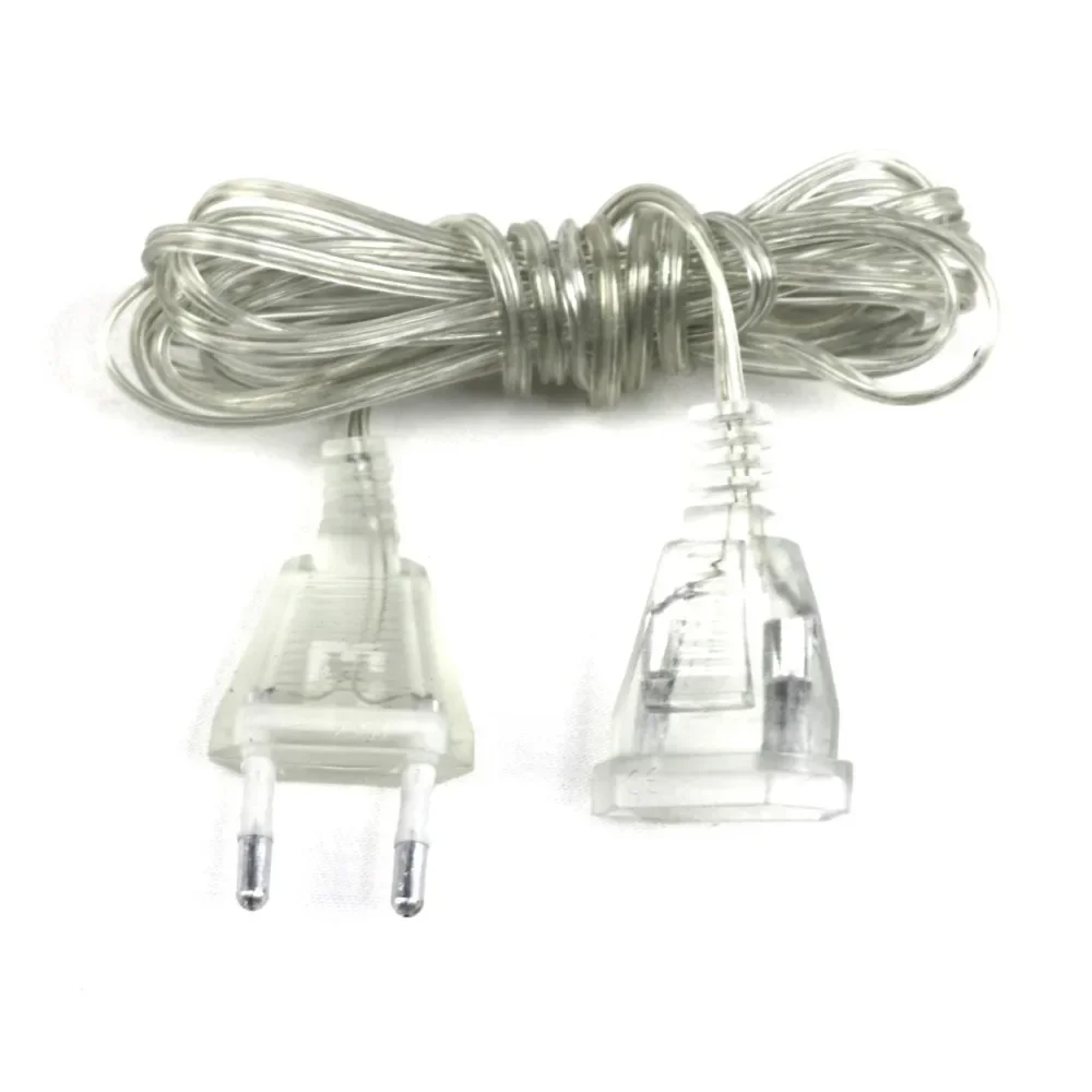 3M 5M Transparent Power Extension Cord 220V 110V EU US String Wire AC Standard Switch Cable for Christmas New Year String Light