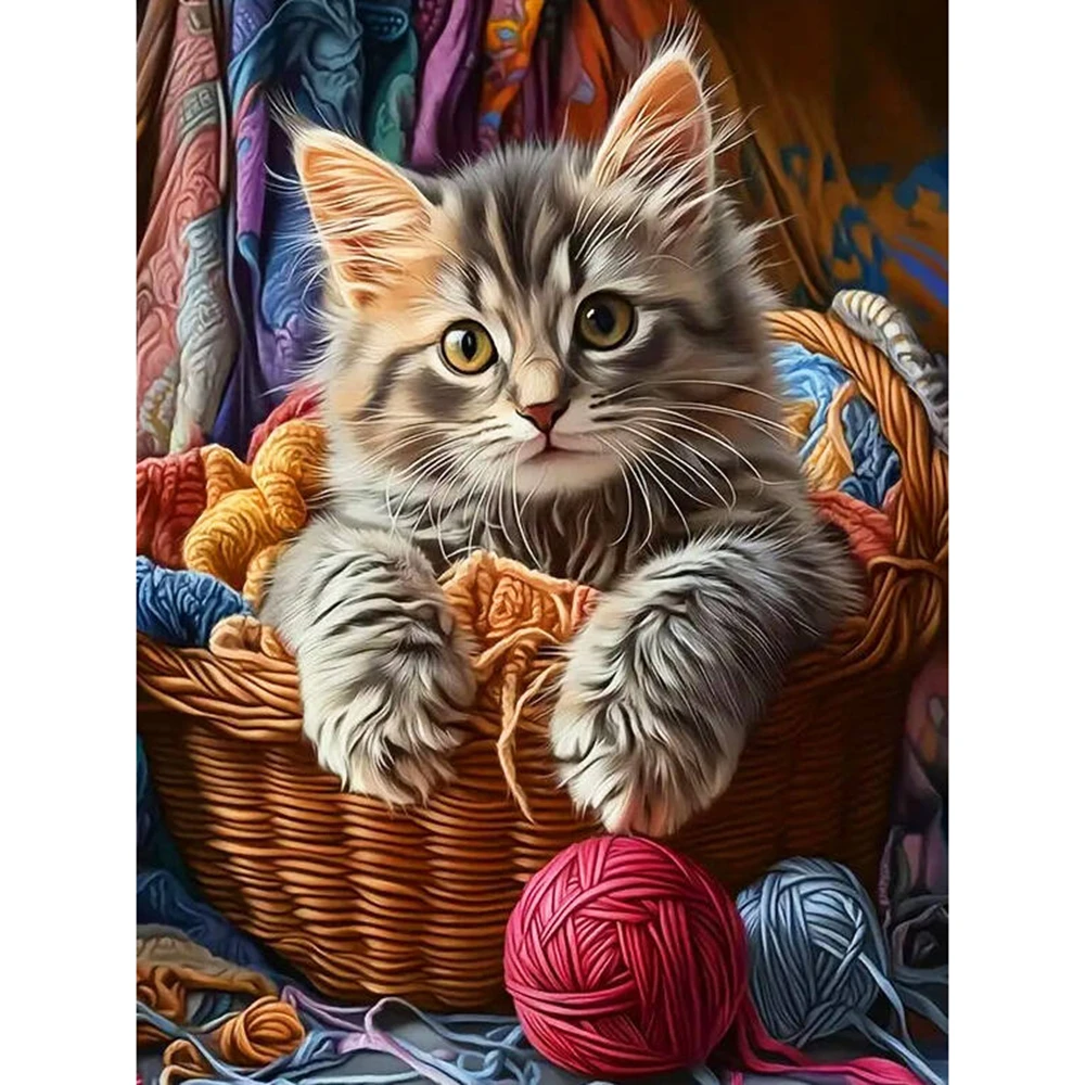 Vollrundes Diamant-Malset Katze Diamant-Mosaik Tier-Kunst Dekorative Gemälde
