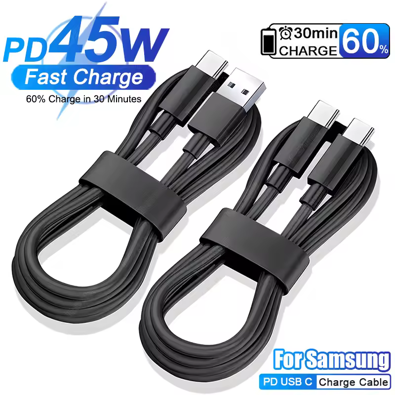 PD 45W USB Cable For Samsung Galaxy S24 S23 S22 S21 Ultra Plus A53 A54 5G Fast Charging USB C Cable Charge Date Wire Accessories