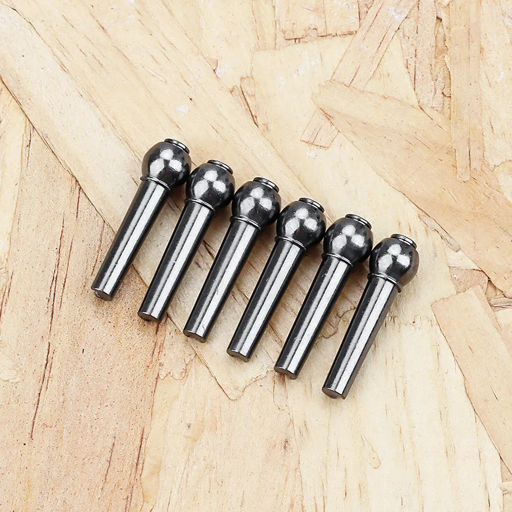 

6 Pcs Guitar Accessories String Nails Replacement Pegs Bridge Black Metal Parts