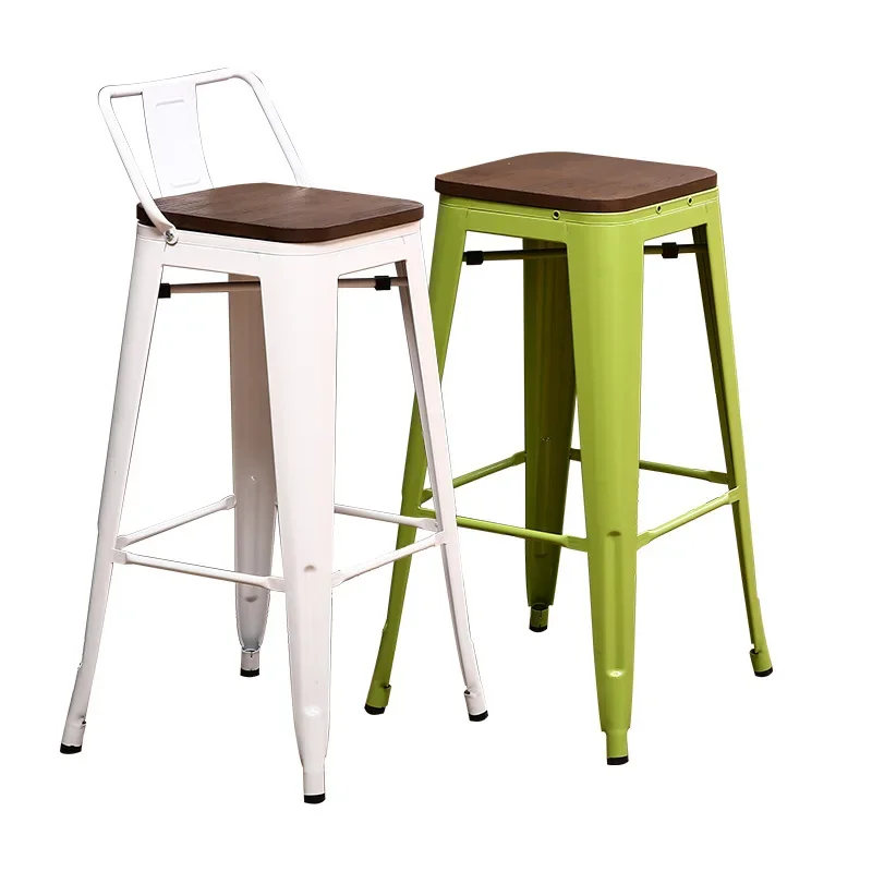 

Wrought iron bar chair Modern simple bar chair High stool Home bar stool Milk tea shop Front desk seat