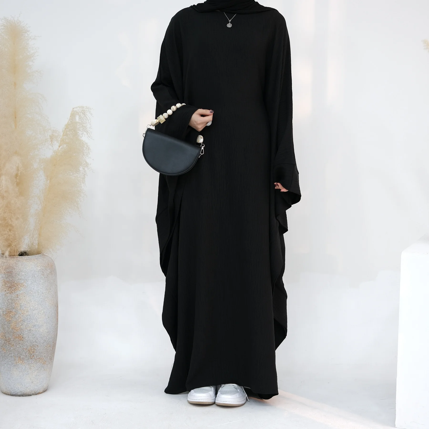 Vestido Abaya Muçulmano para Mulheres, Manga Batwing, Roupas Islâmicas, Dubai, Turquia, Roupa Modesta para Festa Kaftan, Ramadã, Veste Eid Hijab