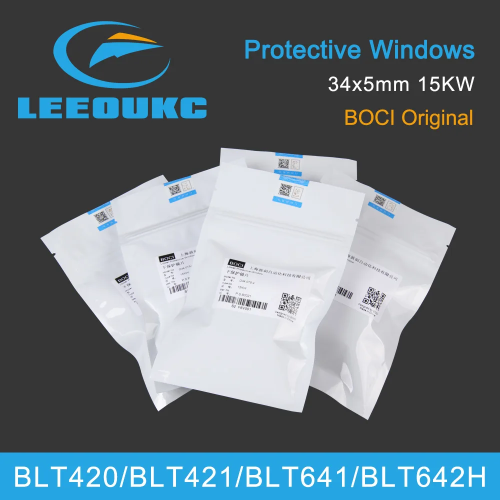 10Pcs/lot BOCI Original Protective Windows 34x5 15KW BLT641 421 831 Tongkuai HAN\'S Fiber Laser Cutting Head Protective Lens