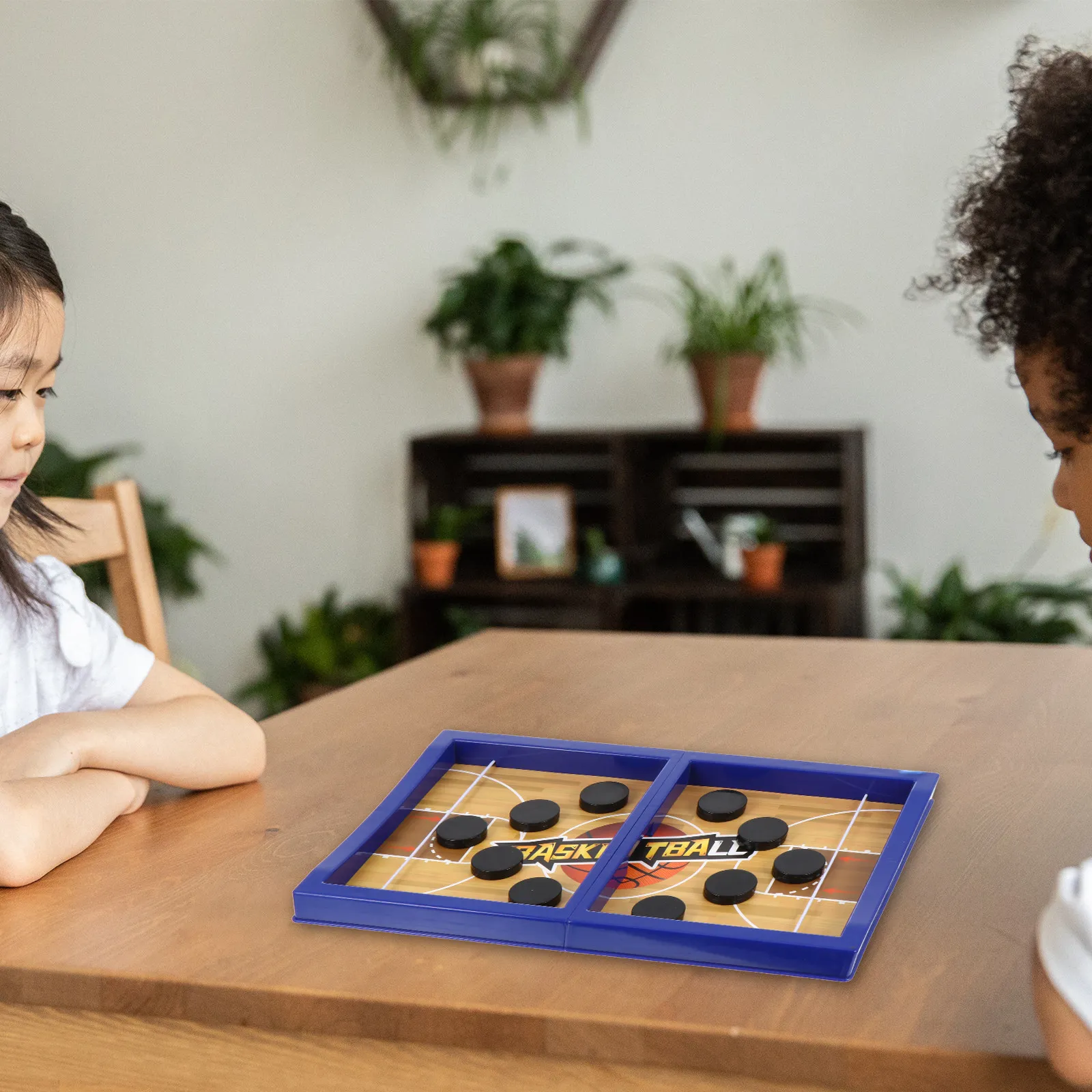 

1 Set Fast Sling Puck Game Basketball Style Kids Desktop Game Lightweight Indoor Outdoor Fun Group Play