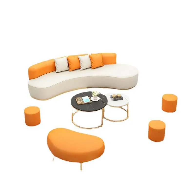 

&c Office Special-shaped Sofa Tea Table Combination Simple Modern Synthetic Leather Sofa Leather in Reception Area