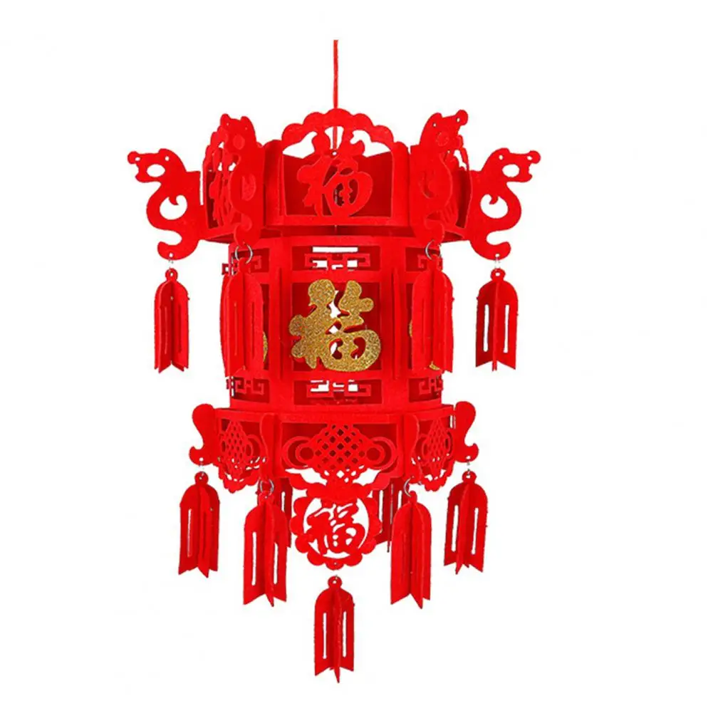 DIY Red Lantern Chinese New Year Hanging Lantern Self-Assembly Good Luck Traditional Lantern for Spring Festival Party