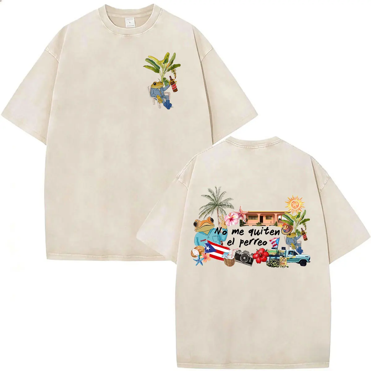 Rapper Bad Bunny Vintage Washed T-Shirts Debi Tirar Mas Fotos DTMF T-Shirts Herren Damen Kleidung Mode Hip Hop Casual T-Shirt