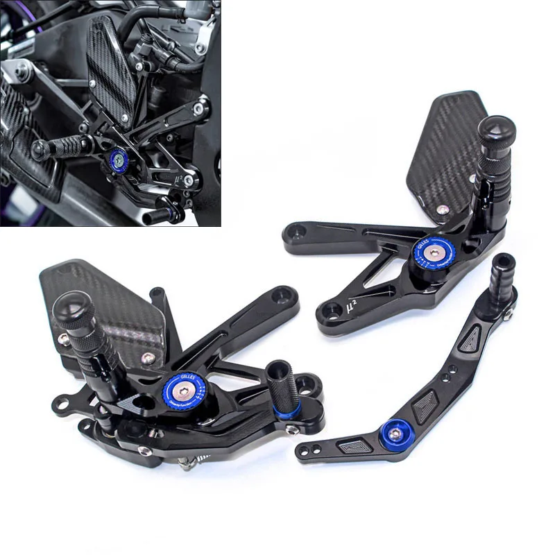 Per Yamaha R1 R1M YZFR1M YZFR1 2015-2024 Moto CNC e Fibra di Carbonio Racing Rearset Pedana Poggiapiedi Set Posteriore
