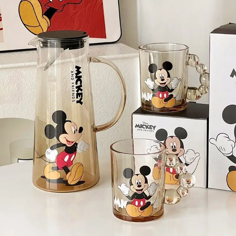 Disney Mickey Cup Set Cartoon Animation Peripheral Home Living Room Tea Cup Cute Kawaii Mug with Handle Creative Gift Wholesale