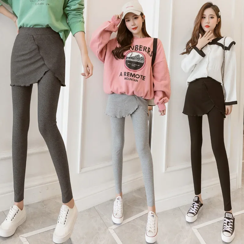 Leggings sexy à entrejambe ouvert pour femmes, fausse robe, culotte chaude sans entrejambe, optique sans entrejambe, fermetures à glissière cachées, vêtements coréens, 2 pièces