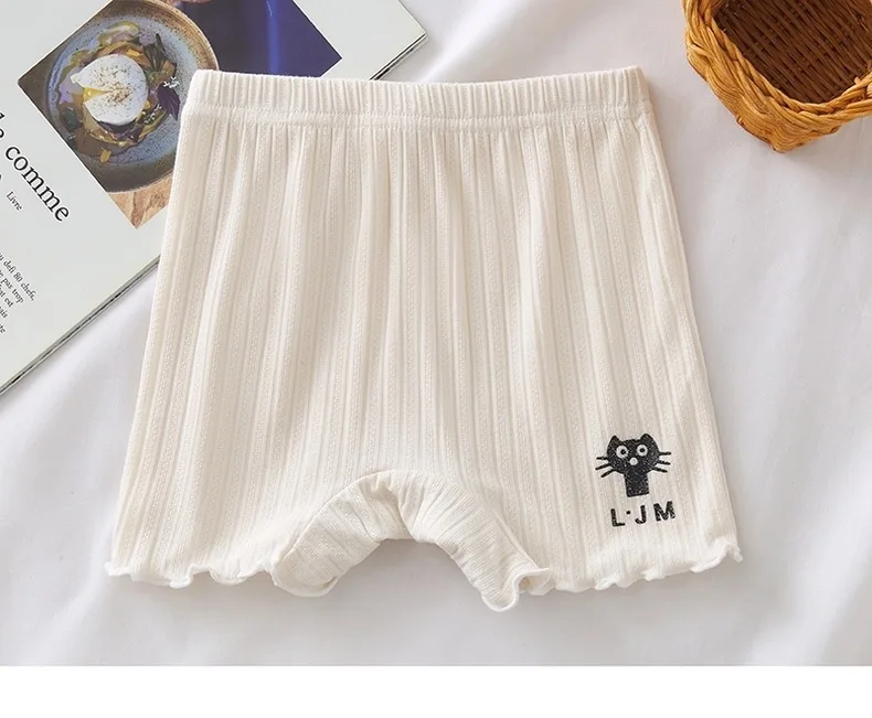 Cartoon Cat Print Girls Boxer Briefs Modal Kids Printed Panties Children Summer Breathable High Elastic Soft Safety Under Shorts
