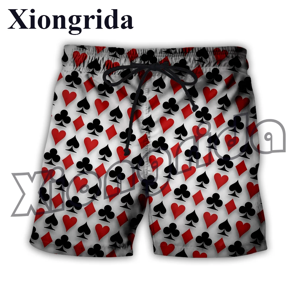 Mens Poker Board Shorts Novelty High Waist Shorts 3D Print Trunks Casual Beach Shorts Swimming Summer Streetwear Dropshipping