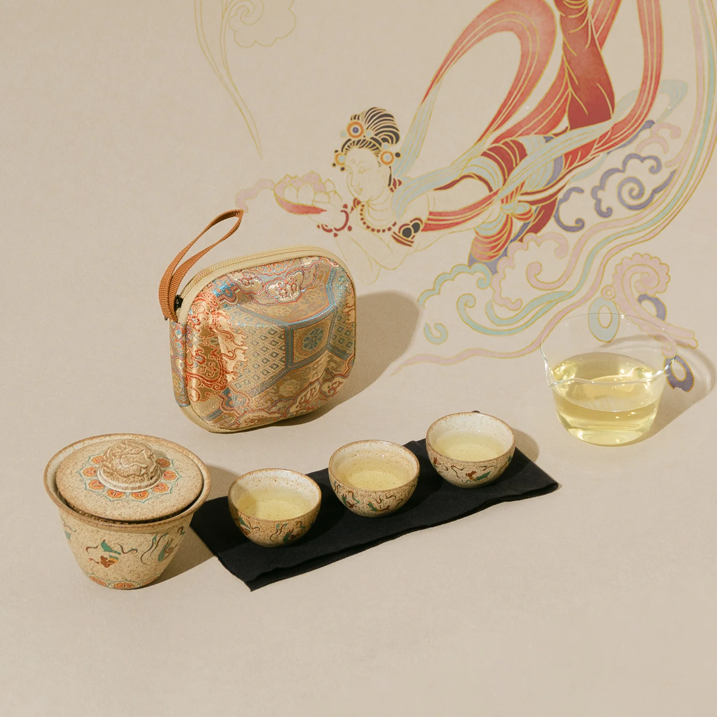 

Портативный дорожный чайный набор для улицы: креативное устройство для заваривания чая «Культурное Небесное Наслаждение», один чайник, несколько чашек, быстрое приготовление, подарок для гостей