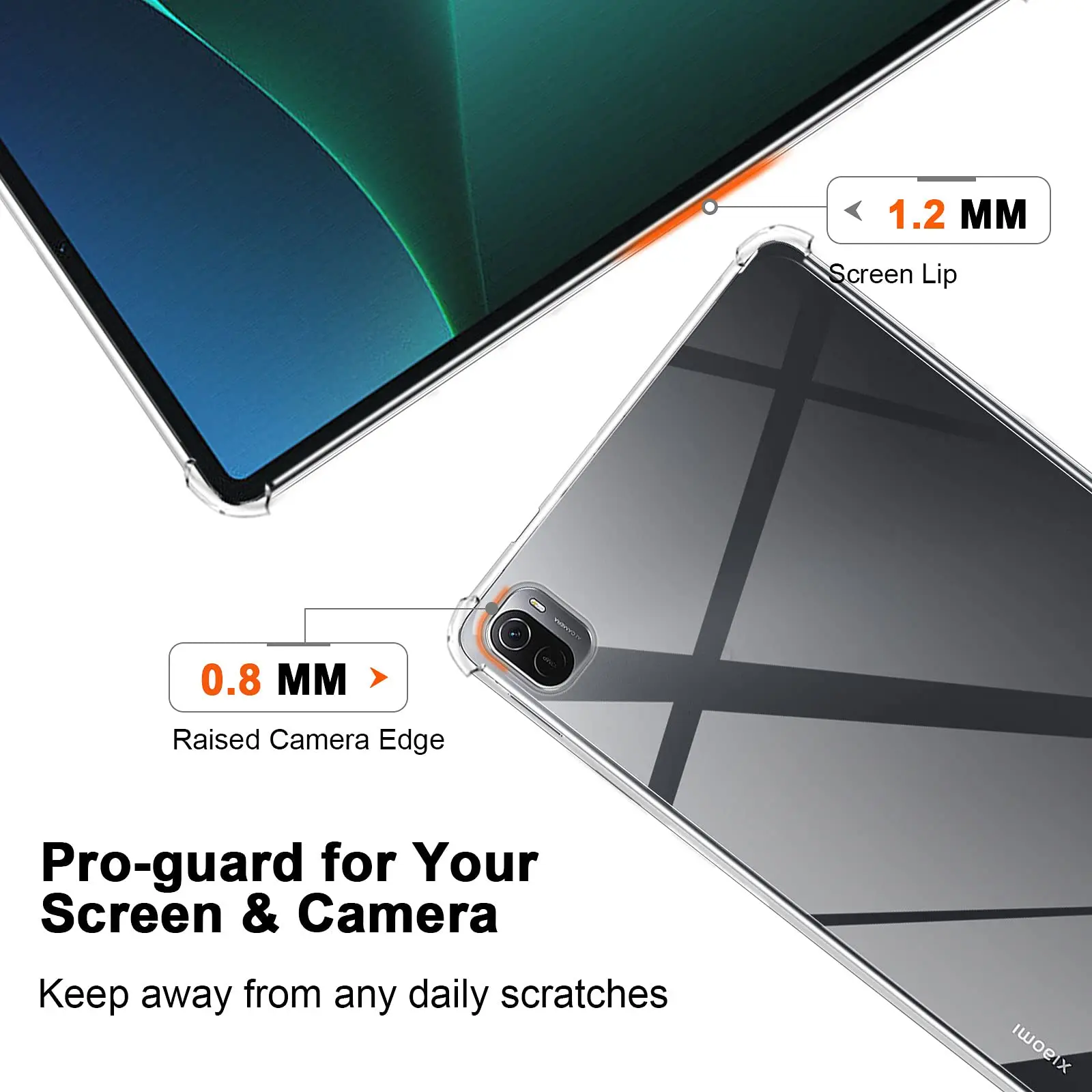 Shockproof Silicone Case For Xiaomi Pad 5/ Pad 5 Pro 11' 2021 Tablet Case Flexible Clear Transparent Back Cover Screen Protector