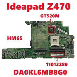 FRU:11013289 DA0KL6MB8G0 Mainboard For Lenovo Ideapad Z470 Laptop Motherboard With N12P-GV1-A1 GPU HM65 DDR3 100% Tested OK