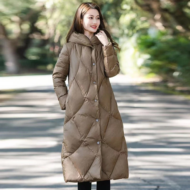 Women\'s Down Jacket Winter Coat Female Windproof Thick Loose Warm Outerwears Simple Casual Literary Retro Snow Long Puffer Coats