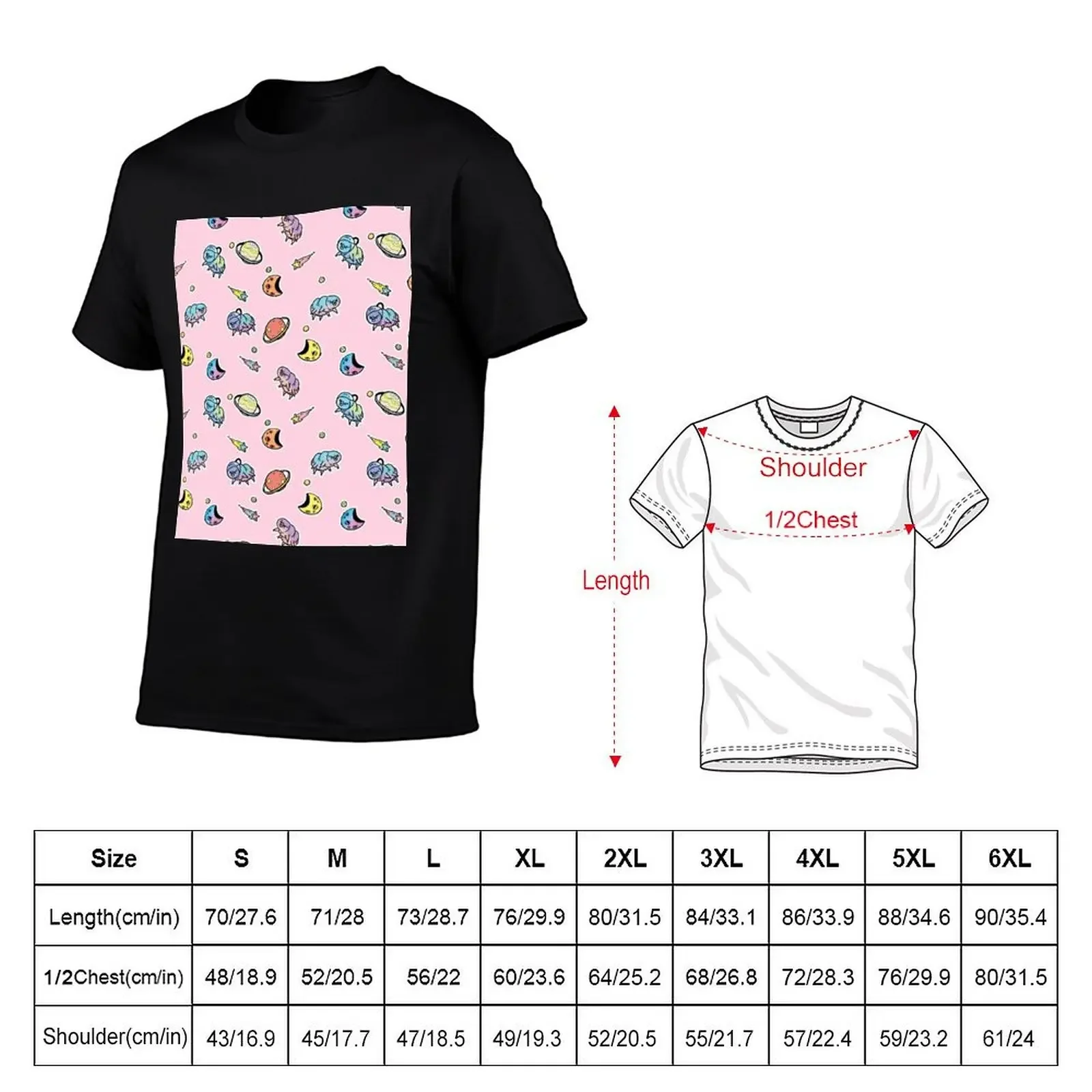 Tardigrade Space Pattern Pink T-Shirt animal prinfor boys custom t shirt men clothes