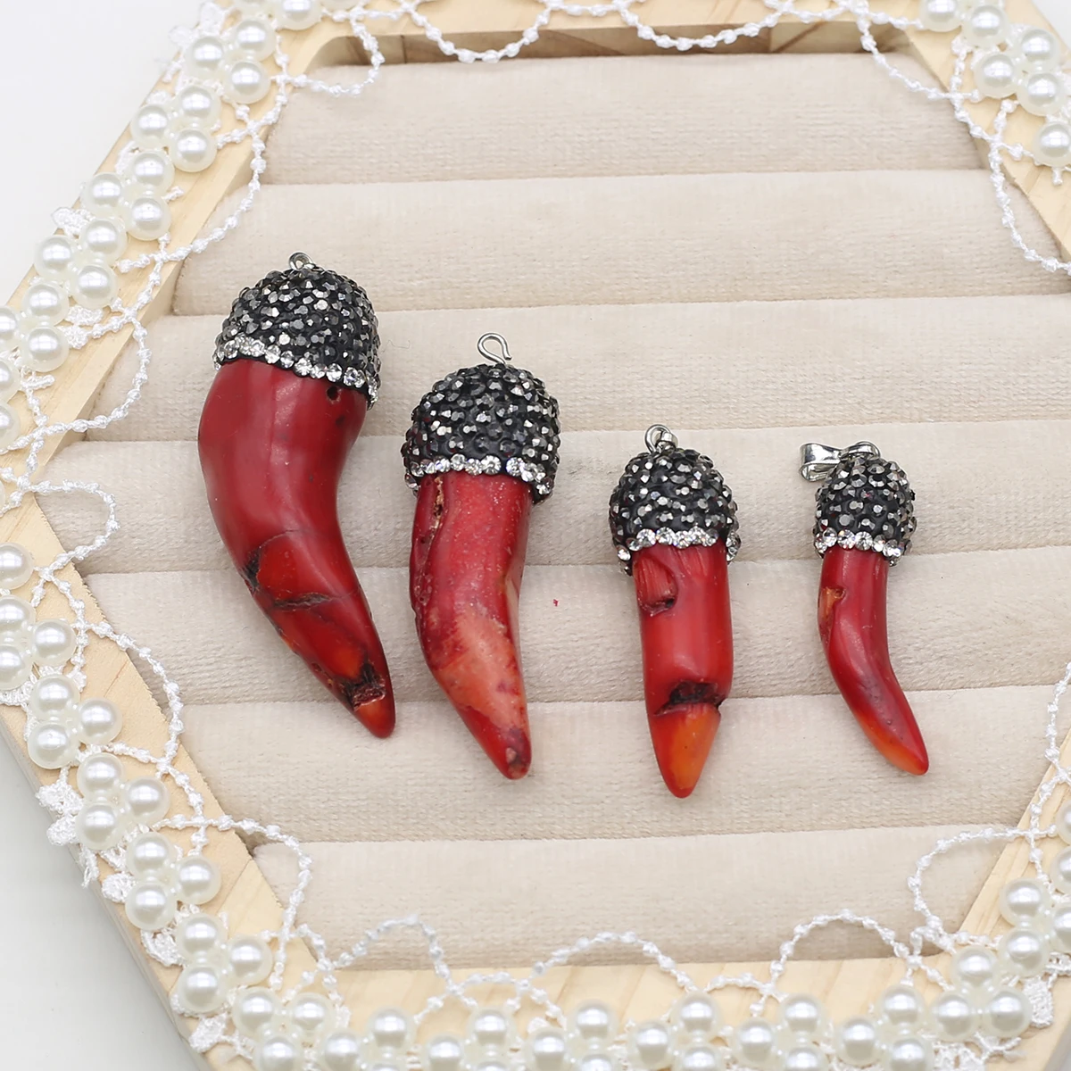 Natural Sea Bamboo Coral Pendant Irregular Pepper Exquisite Charm for Jewelry Making Diy Necklace Bracelet Earring Accessories