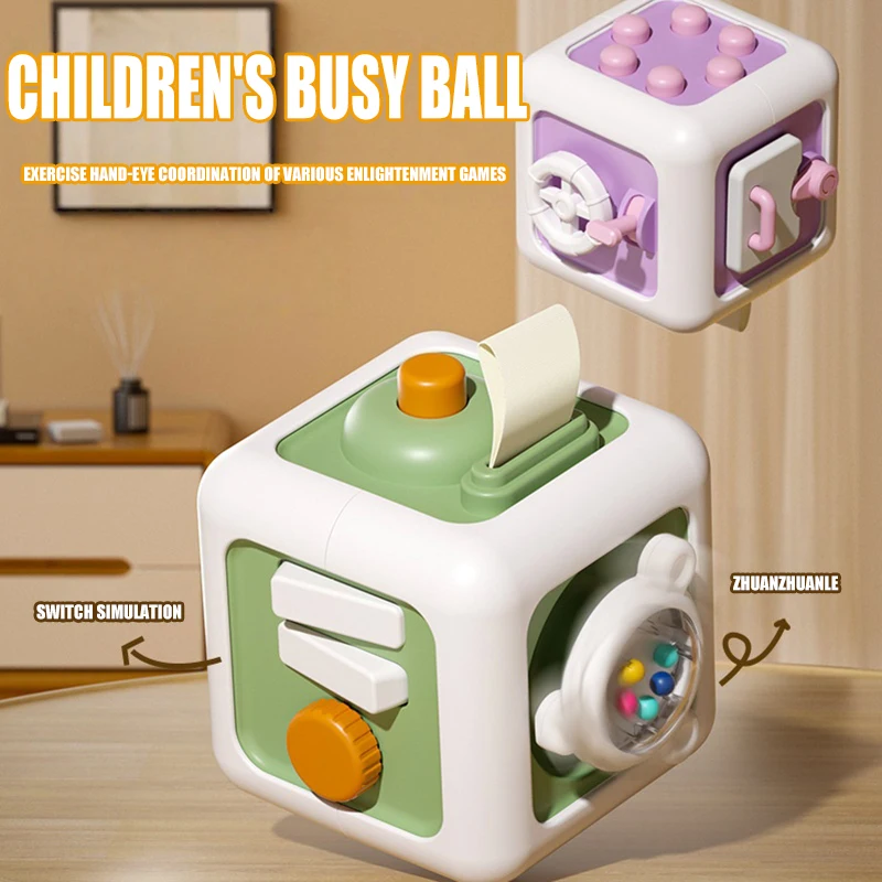 طفل مونتيسوري التعليم المبكر مكعب مشغول الكرة متعددة الوظائف السداسية الاطفال تطوير الذكاء التدريب اللعب الهدايا #1