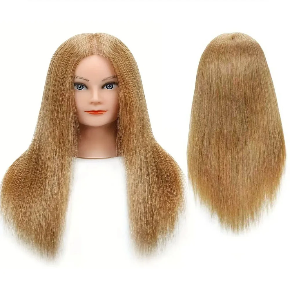 Human Hair Mannequin Head Hairdresser Cosmetology Practice Head Styling Braiding Training Head with Clamp Stand( 18 inch)