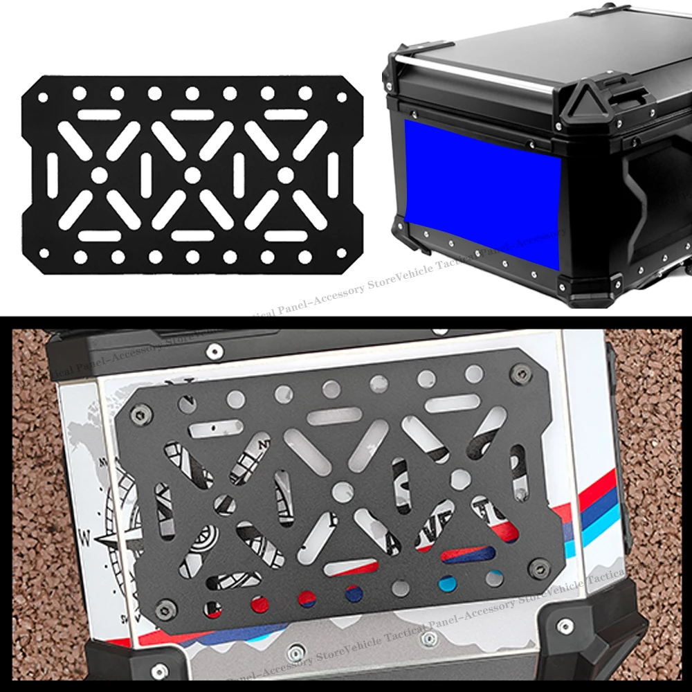 

Motorcycle Top Case Molle Panel Stainless Stee Tactical Storage Box Universal Side Box Modular Organizer Quick-Mounting