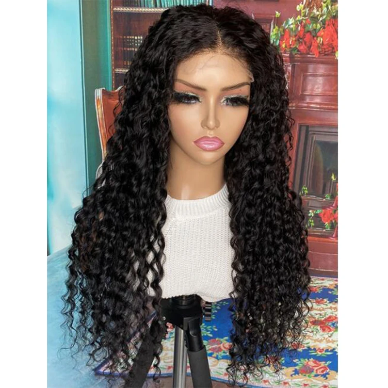 

Glueless 26Inch Long 180 Density Preplucked Soft Natural Black Kinky Curly Lace Front Wig For Women With BabyHair Daily Cosplay