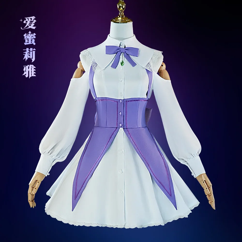 ANIMECC XS-2XL Emilia Rezero Cosplay Costume  Wig Anime Re Zero Cosplay Dress Halloween Party Outfits for Women