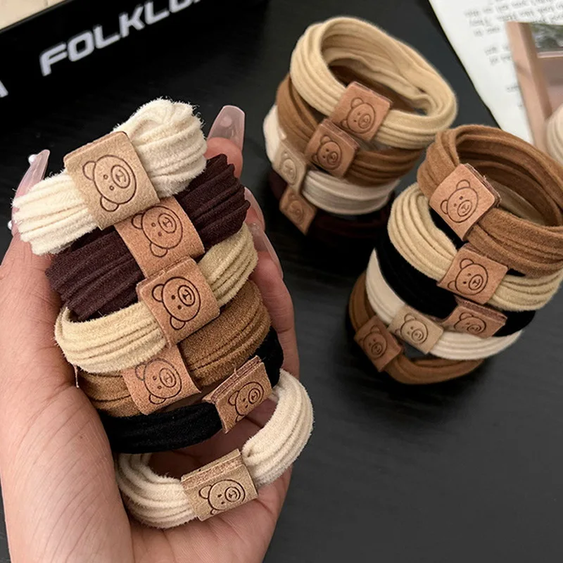 5pcs/set Thick Bear Hair Rubber Bands For Women Elastic Hair Tie Lady Nylon Hair Rope Gum Girl Scrunchies headband Accessories