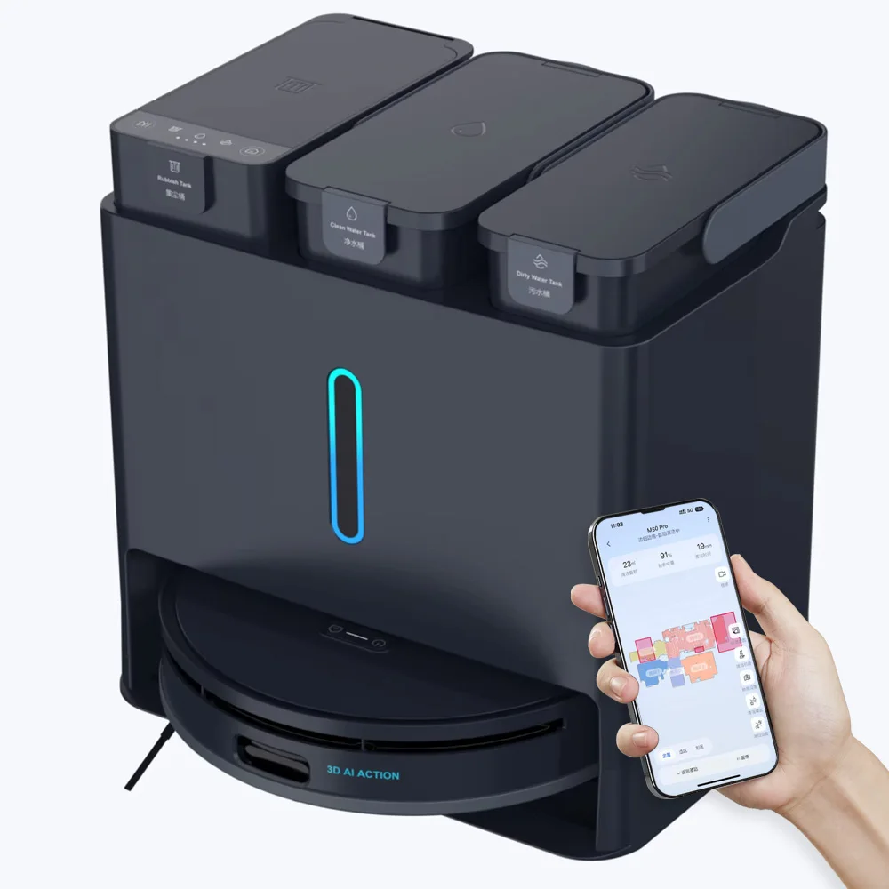 Robot aspirador 5200mah oculto Dtof navegación láser limpieza Robot Aspirador Aspirador fregona con cubo de basura autovaciable