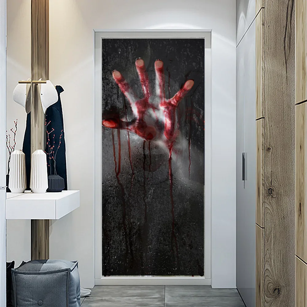 Happy Halloween Door Sticker Pumpkin Witch Wallpaper Horror Ghost Clown Mural PVC Self-adhesive Kids Boys Bedroom Decor Poster - view 6