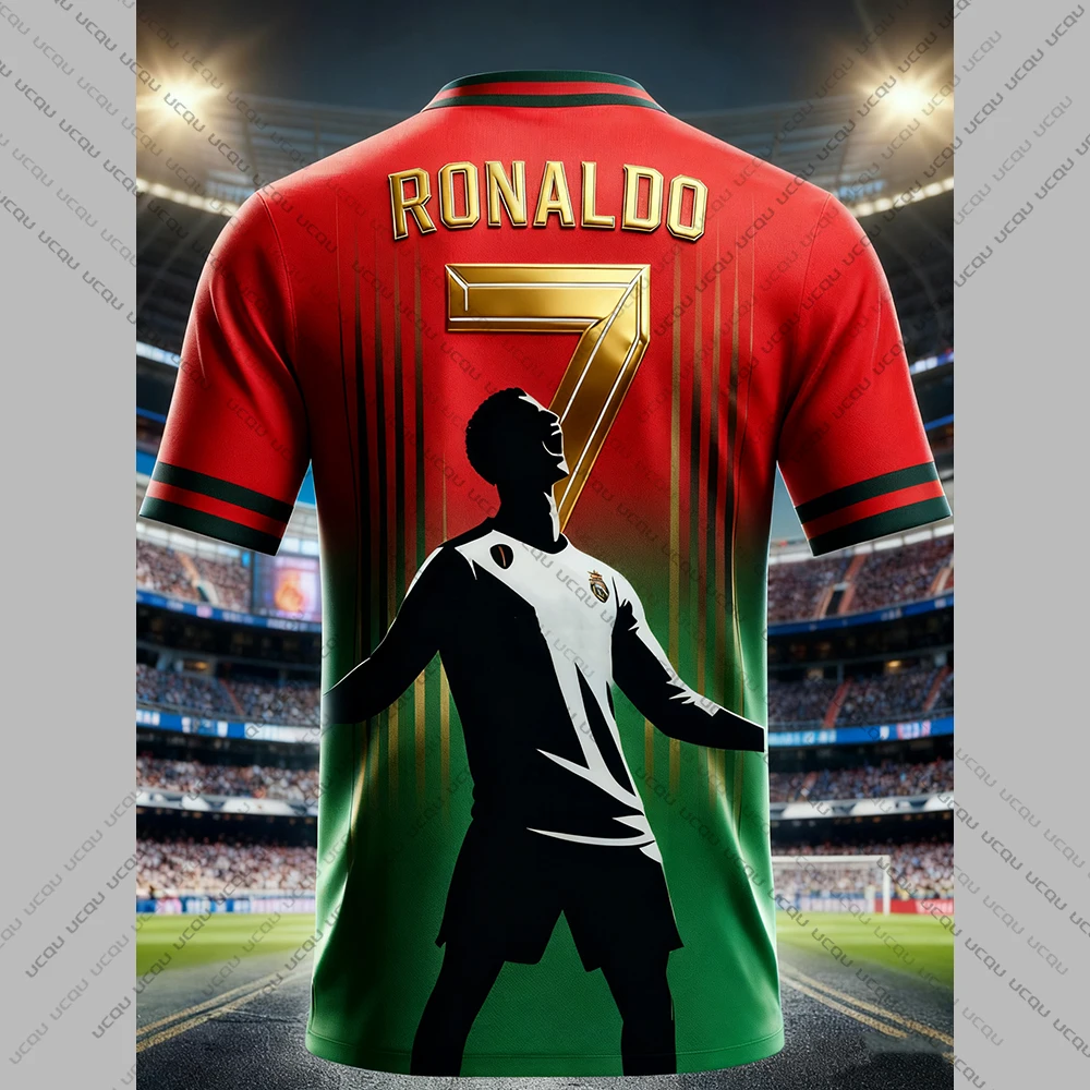 

2025 Summer Hot Selling Fashion Football Superstar Ronaldo 3D Printed Men's Fan Outdoor Sports T-shirt Comfortable Jersey