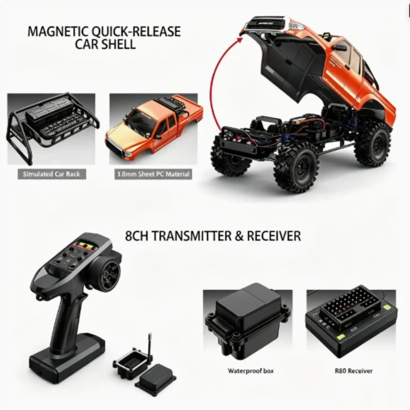 

In Stock Mjx Hyper Go Allrock 1/8 Scale 4wd Brushless Rc Crawler Truck Angry Snail Dfr 03 Off Road Rock Climbing Car 2.4ghz Rtr
