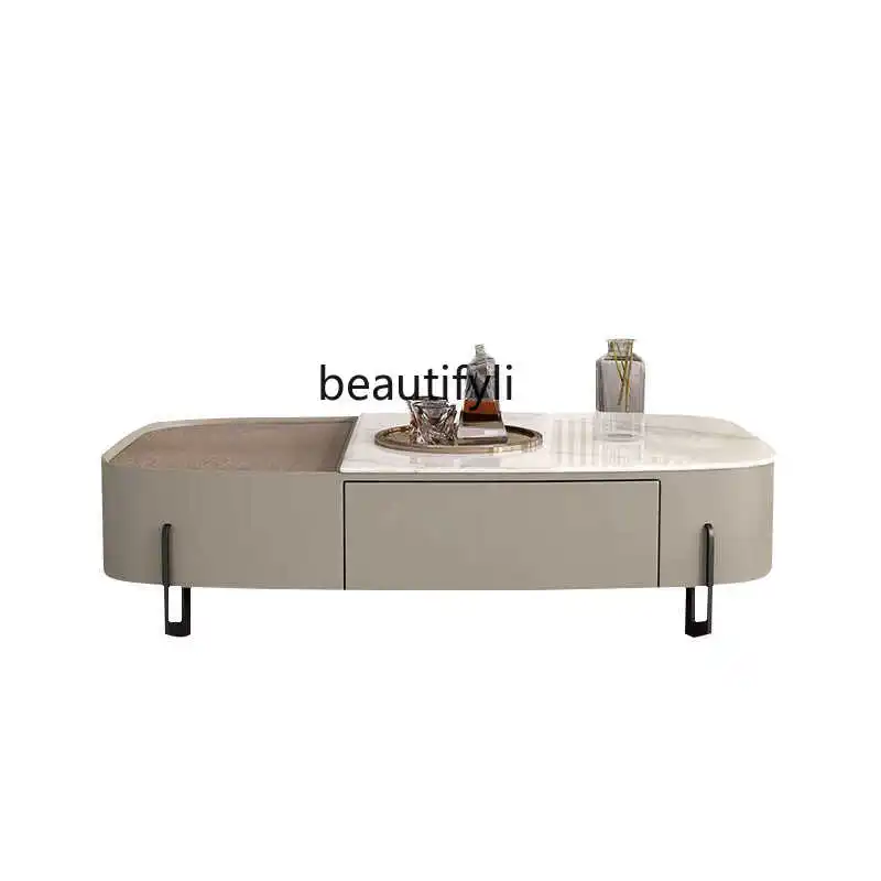 Light Luxury Minimalist Microlite Coffee Table Home Modern Minimalist Living Room Creative Lifting Coffee Table