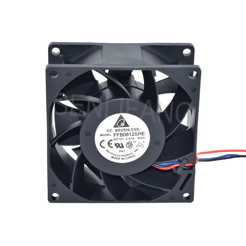 FFB0812SHE- ROO 8CM Fan For Delta Cooling 8038 3Lines DC12V 0.87A 80*80*38MM Square Cooler