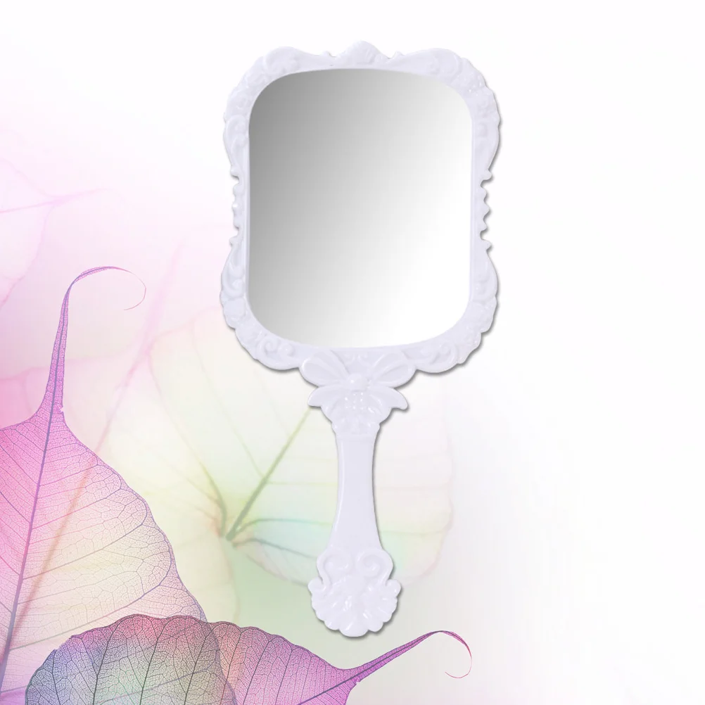 

2Pcs Makeup Mirror Square Handle Compact Durable Stylish Printed Pattern Mirror for Salon Home Travel Accessories