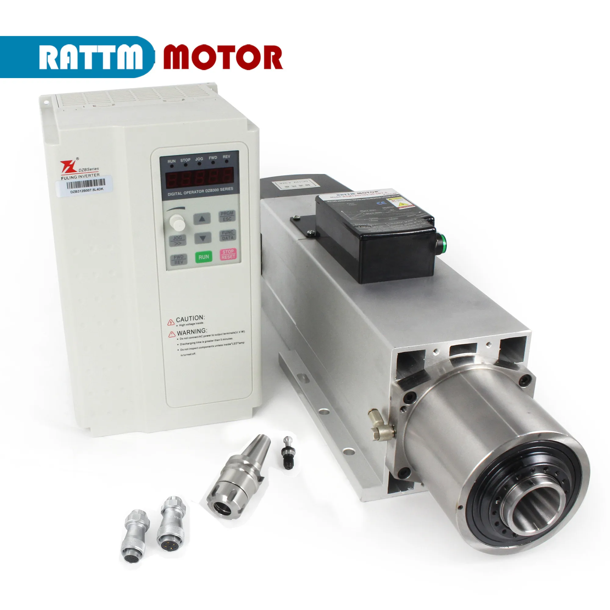 【CN/EU】RATTM MOTOR Automatic Tool Changer 4.5kw Square BT30 ATC Spindle Air Cooled Spindle 220V / 380V + 5.5kw FULING Inverter