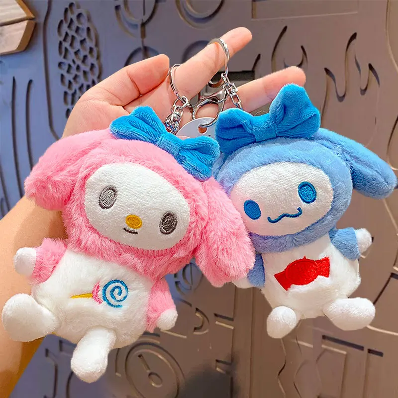 

Sanrio Hello Kitty Plush Keychain Melody Cinnamoroll Pompompurin Stuffed Soft Doll Key Ring Plushies Bag Pendant Gift Kids Toys