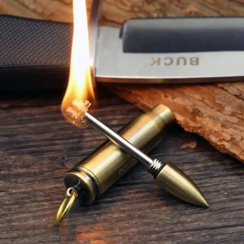 Llavero de Metal portátil, encendedor de queroseno Vintage a prueba de viento para acampar al aire libre, herramienta de encendido de supervivencia de emergencia