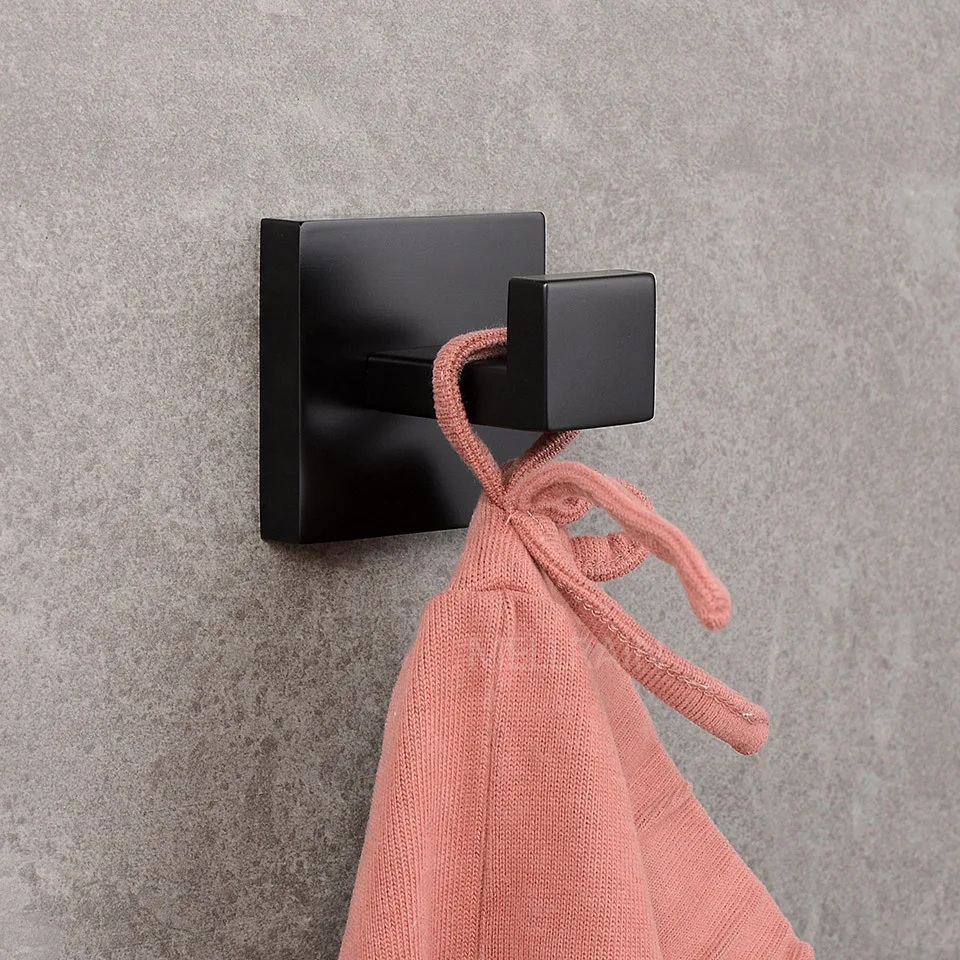 Matte Black Bathroom Hardware Accessories Towel Bar, Towel Ring, Toilet Paper Holder, Robe Hook, Hand Towel Holder