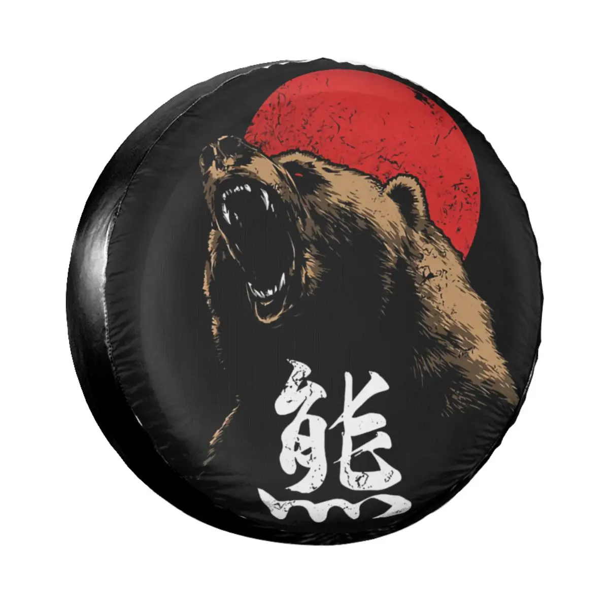 Angry Bear Japanese Kanji Spare Tire Cover for Jeep Mitsubishi Pajero Adventurous Dust-Proof Car Wheel Covers 14