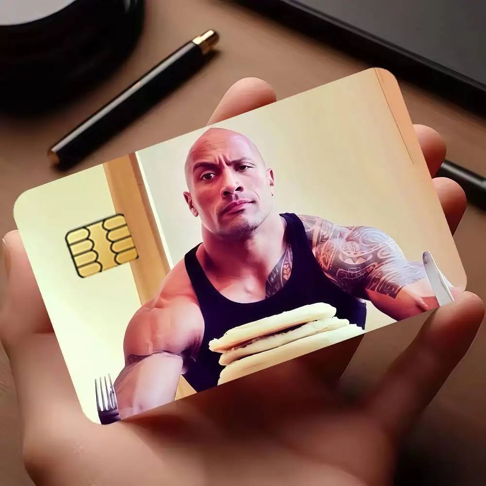 Cheat Day The Rock Eating Pancakes Credit Card Skin Stickers For Bank Card Bus Metro Cards Waterproof Anti-Scratch Gift 4PCS