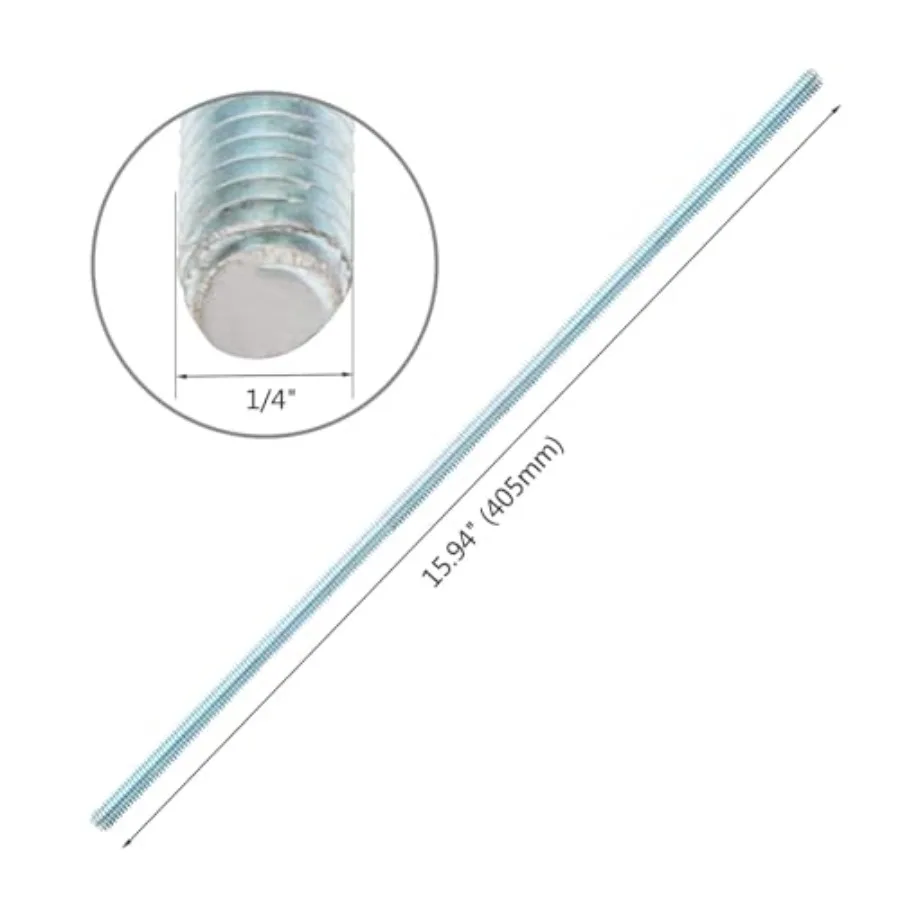 مطلي بالزنك 1 4 "20 قضيب فولاذي ملولب بالكامل 4 قطع 12" طول برغي طويل ملولب #2