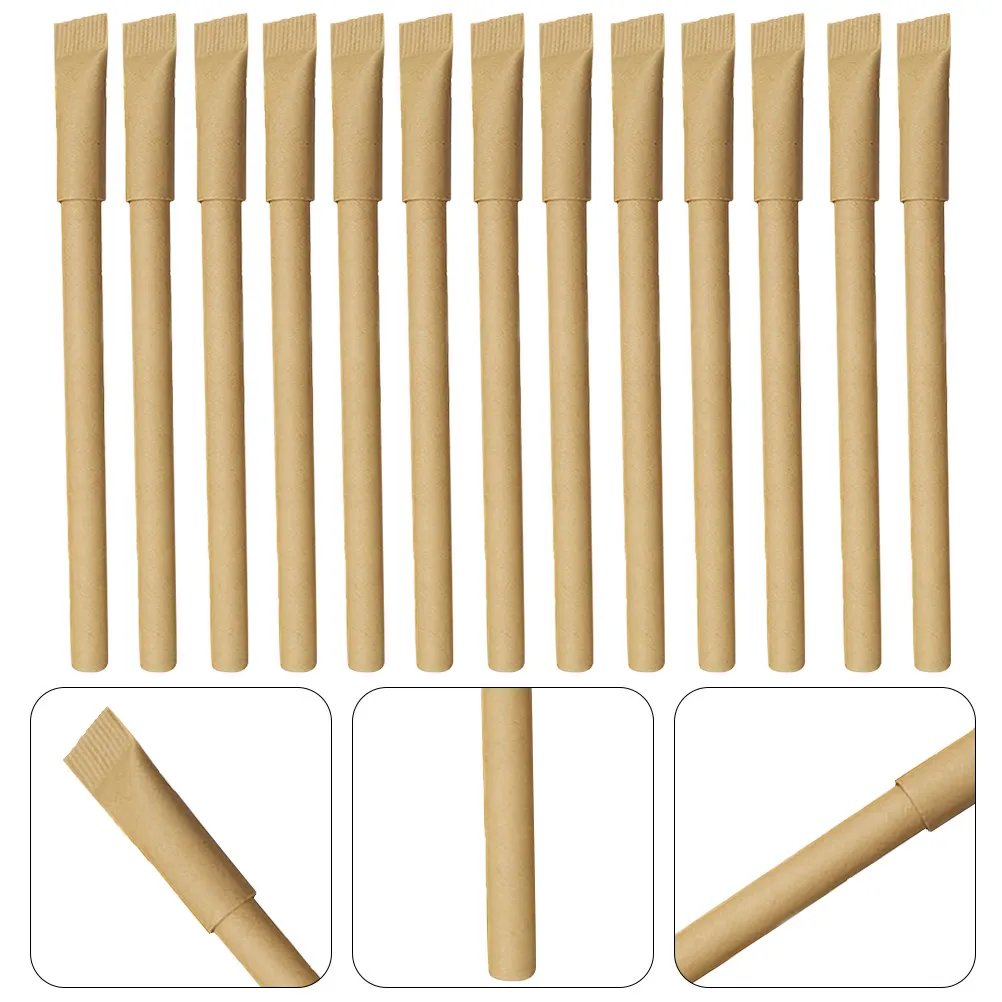 

15Pcs Creative Paper Tube Ballpoint Pens Rounded Comfortable Grip Writing Pen for Students Office Drawing Marking School Use
