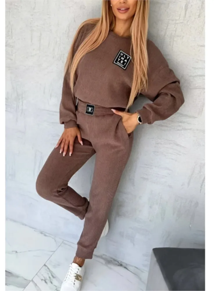 

Women’s Corduroy 2-piece Set Jogger Sweatsuit Set Fashion Ladies Solid Pullover Tops And Sweatpants Tracksuit Outfits Casual Set