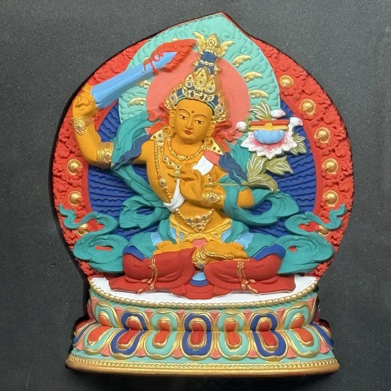 Tangka ornaments, black-god pharmacist Vajra, customizable image, Tibetan-style decorative display, thangka display stand