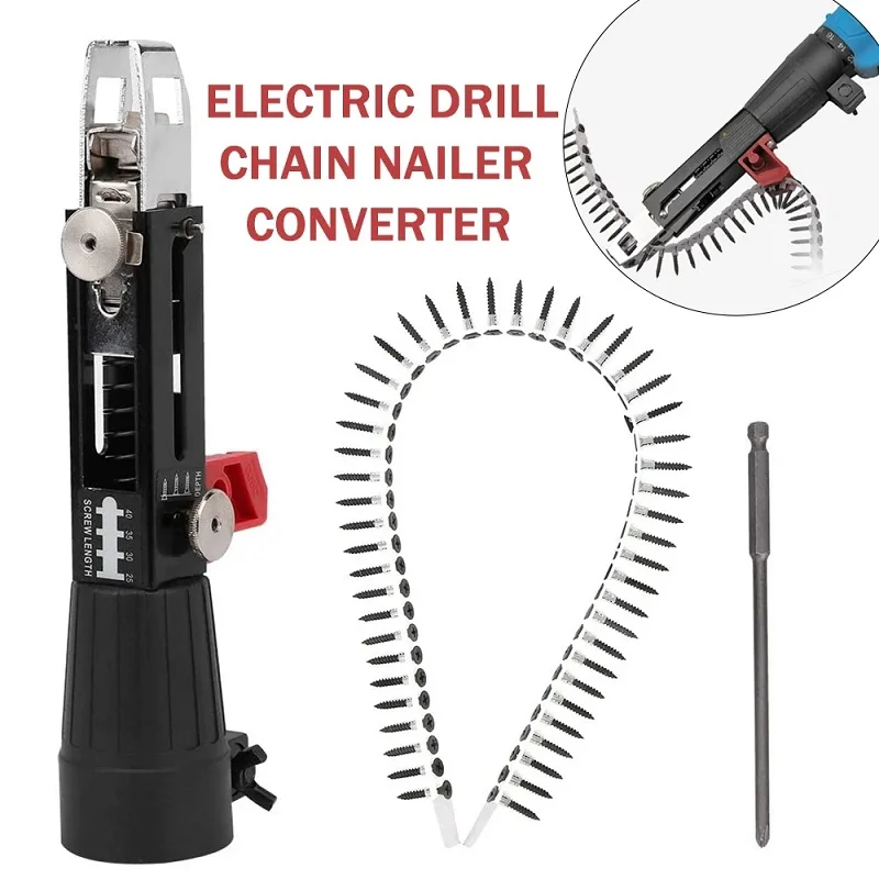 furadeira eletrica com parafuso automatico chain nail guns adapter woodworking tools screwdriver tape hand accessory 01