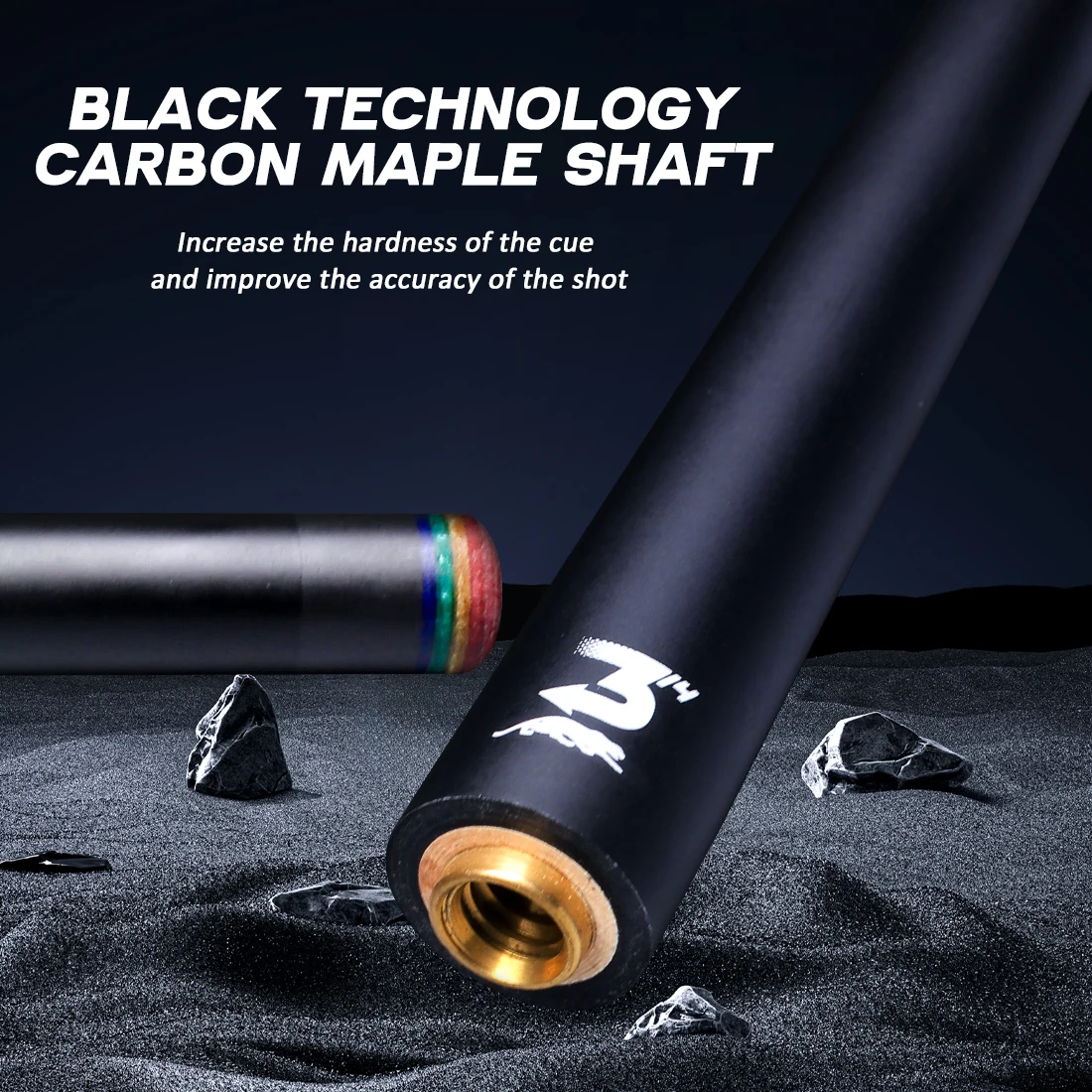RREOAIDR 3142 BKP Series 2-Pieces Pool Cue Stick - 58" Carbon Maple Professional Billiard Pool Cues Sticks with 13mm Low Deflection Shaft