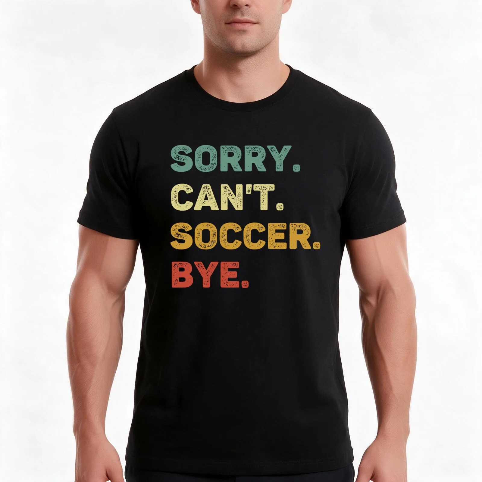 Sorry Can't Soccer Bye Retro Funny Soccer T-Shirt, Summer Casual Cotton Tee, Oversized Streetwear Tops, Vintage Graphic Print